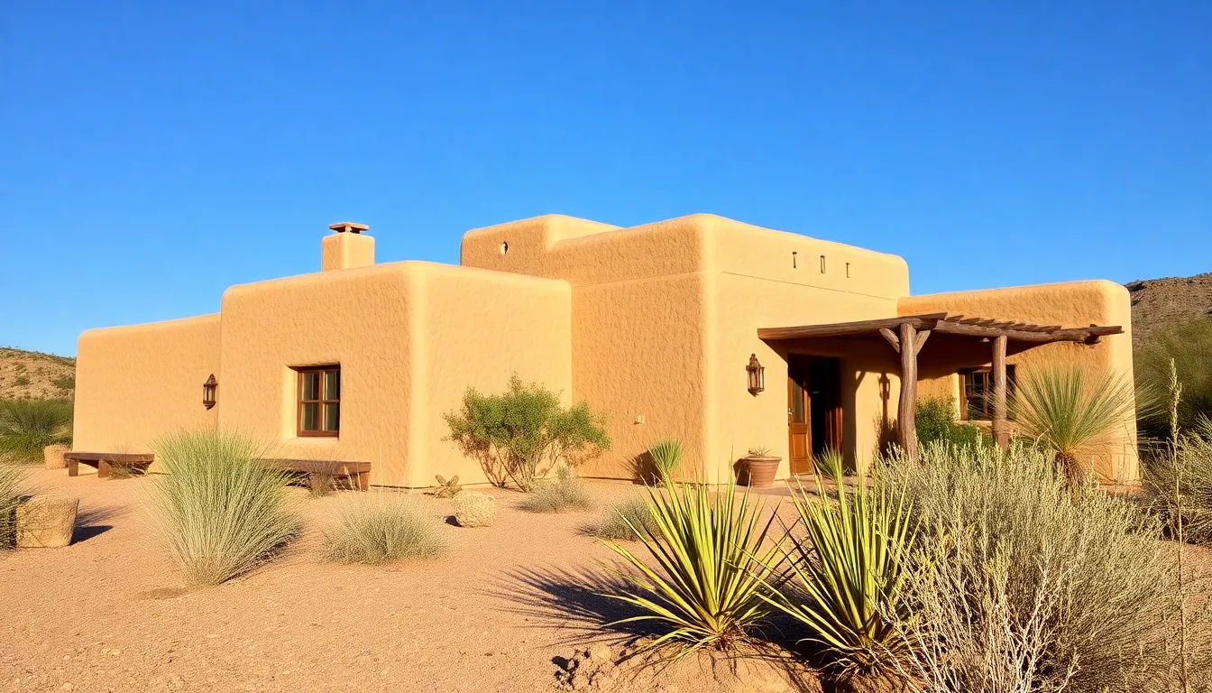 adobe-style home in a Southwestern landscape.