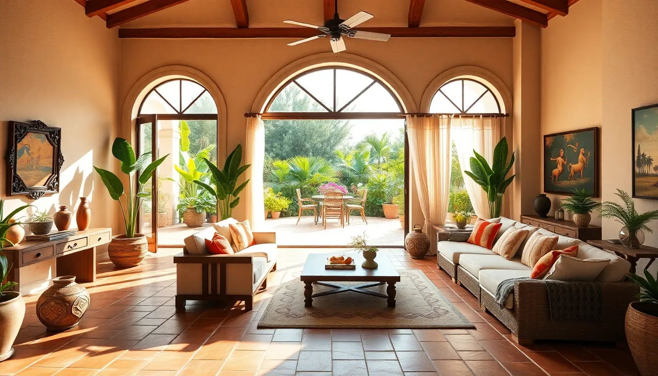 Mediterranean-style home interior blending indoor and outdoor living.